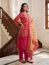 Tussar Rani Cotton Readymade Suit And Plazzo with Cotton Dupatta