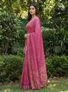 Gajari Chinon Saree With Unstitched Blouse