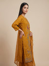 Mustard Tissue Readymade Suit And Plazzo With Tissue  Dupatta