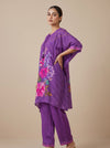 Purple Crepe Readymade Suit And Plazzo Set