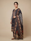 Off White Black Cotton Readymade Suit And Plazzo with Cotton Dupatta