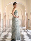 Pista Georgette Saree With Unstitched Blouse