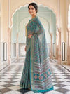 Mint Green Soft Twill Saree With Unstitched Blouse
