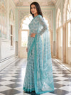 Tea Green Georgette Saree With Unstitched Blouse