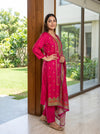 Red Rani Cotton Readymade Suit And Plazzo with Cotton Dupatta