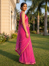Rani Chiffon Saree With Unstitched Blouse