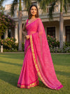 Rani Chiffon Saree With Unstitched Blouse