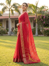 Maroon Chiffon Saree With Unstitched Blouse
