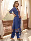 Midnight Blue Cotton Readymade Suit With Cotton Dupatta