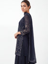 Bold Statement Black Crepe Readymade Suit And Plazzo with Organza Dupatta