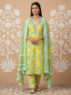 Lemon Gold Cotton Unstitched Salwar Suit With Cotton Dupatta