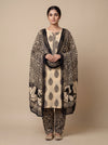 Timeless Beauty Tussar Black cotton Unstitched Salwar Suit With Cotton Dupatta