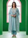 Draped In elegance Grey Shimmer Unstitched Salwar Suit With Oganza Dupatta