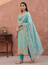 Royal Heritage Tea Green Crush Tissue Unstitched Salwar Suit With Tissue Dupatta