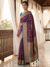 Purple Rama Banarasi Silk Saree With Unstitched Blouse