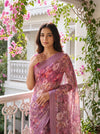 Onion Georgette Saree With Unstitched Blouse