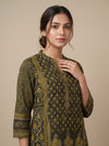 Mehndi Muslin Readymade Suit And Plazzo Set
