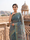 Mint Green Soft Twill Saree With Unstitched Blouse