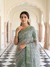 Pista Georgette Saree With Unstitched Blouse