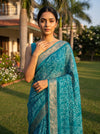 Rama Soft Twill Saree With Unstitched Blouse