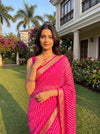 Rani Chiffon Saree With Unstitched Blouse