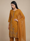 Mustard Tissue Readymade Suit And Plazzo With Tissue  Dupatta