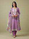 Delicate and dreamy Mauve Crepe Unstitched Salwar Suit With Chiffon Dupatta