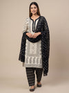 Timeless Beauty Tussar Black Cotton Unstitched Salwar Suit With Cotton Dupatta