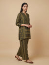 Mehndi Muslin Readymade Suit And Plazzo Set