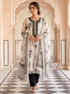 White Organza Unstitched Salwar Suit With Chiffon Dupatta