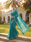 Rama Soft Twill Saree With Unstitched Blouse