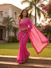 Rani Chiffon Saree With Unstitched Blouse
