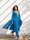 Mesmerizing Charm Dark Firozi Dola Unstitched Salwar Suit With Dola Dupatta