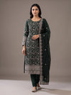 Bottle Green Tissue Unstitched Salwar Suit With Tissue Dupatta