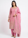 Glow Different Gajari Silk Unstitched Salwar Suit With  Silk Dupatta