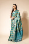 Pista Cotton Digital Print Saree With Unstitched Blouse