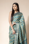 Pista Cotton Digital Print Saree With Unstitched Blouse