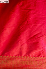 Tussar Maroon South Indian Silk Woven Zari Saree With Unstitched Blouse