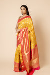 Mustard South Indian Silk Woven Zari Saree With Unstitched Blouse