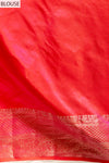 Coral South indian Woven Zari Saree With Unstitched Blouse