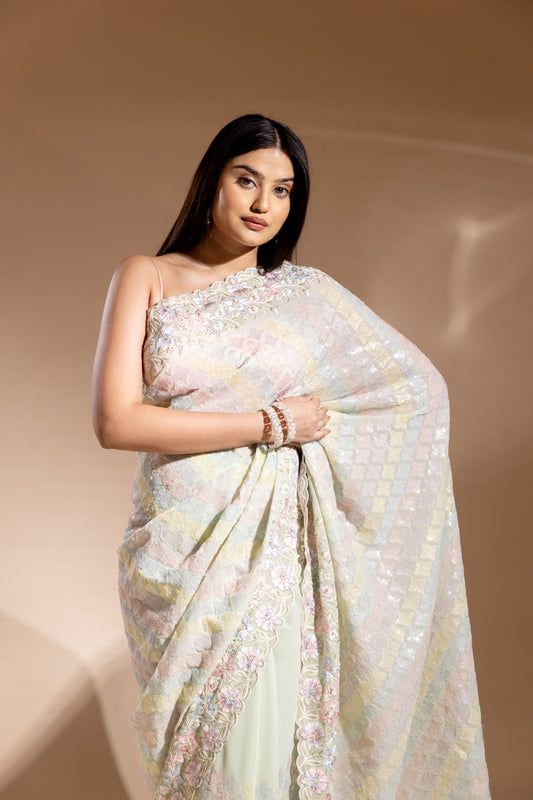 Georgette Embroidered Sequence Saree (Ft:-Minakshi Satpathy)