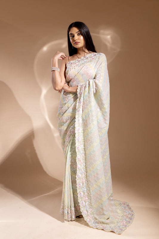Georgette Embroidered Sequence Saree (Ft:-Minakshi Satpathy)
