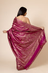 Wine South Indian Silk Saree With Unstitched Blouse (Ft:-Anjan Prasad)