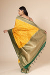 Mango Gold Banarasi Woven Zari Gujarat Patola Saree With Unstitched Blouse