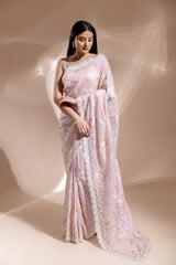 Organza Embellished Embroidered Saree (Ft:-Mahima Khanchandani)