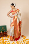 Tussar Banarasi Woven Zari Saree With Unstitched Blouse