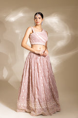 Georgette Lehenga Set With Short Top & Readymade Blouse