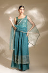 Mint Green Georgette Readymade Sharara Set With Net Dupatta