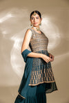 Peacock Georgette Readymade Sharara Set With Georgette Dupatta