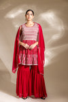 Rani Georgette Readymade Sharara Set With Georgette Dupatta